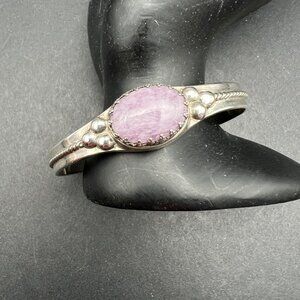 Relios Carolyn Pollack Amethyst Sterling Cuff Bracelet Bezel Set Southwestern